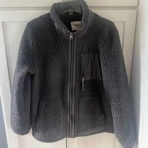 Abercrombie & Fitch Charcoal Faux Fur Jacket L